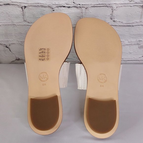 MICHAEL KORS 'AUGUST' LEATHER TOE-RING SLIP-ON SLIDE SANDALS IVORY TUSK 8 - Picture 11 of 16